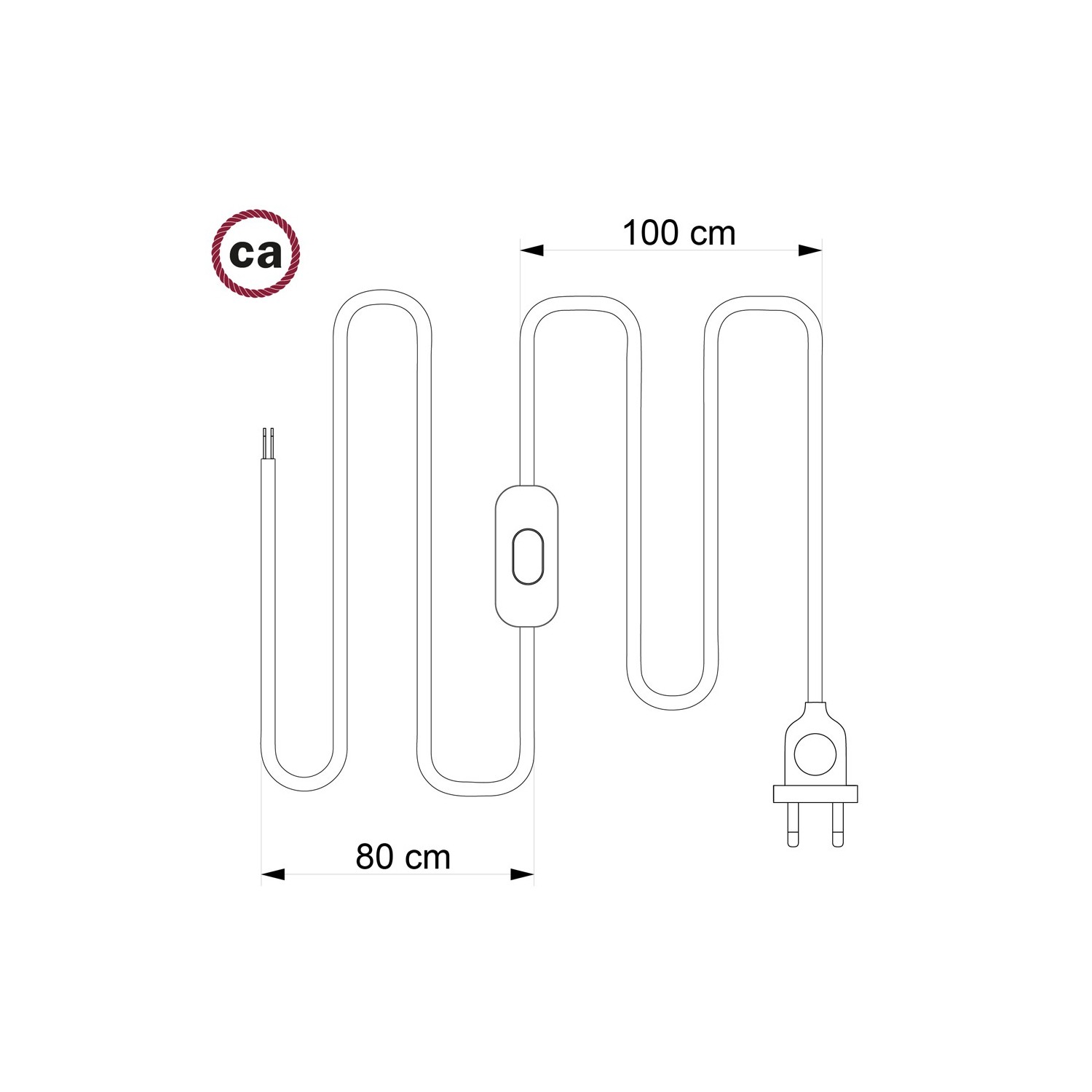 Cordon pour lampe, câble RT94 Effet Soie Red Devil 1,80 m. Choisissez la couleur de la fiche et de l'interrupteur!