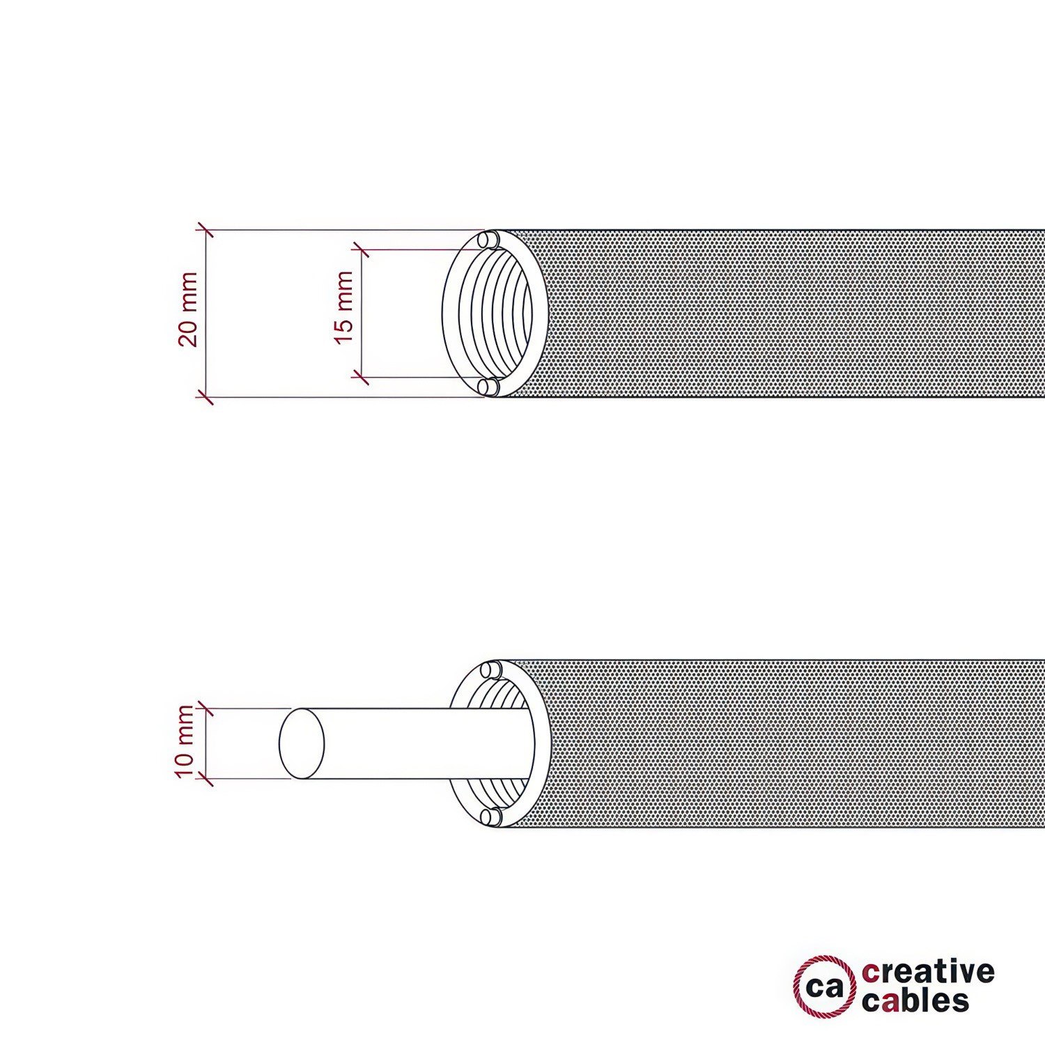 Creative-Tube, Durchmesser 20 mm, verkleidet in RN01 natürliche Leinen, mit modularer Kabelkanal