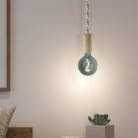 Lampada a sospensione con cordone nautico XL e finiture in legno - Made in Italy