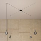 Spider - Lampe suspension multiple 4 bras Made in Italy avec câble textile et finitions en métal