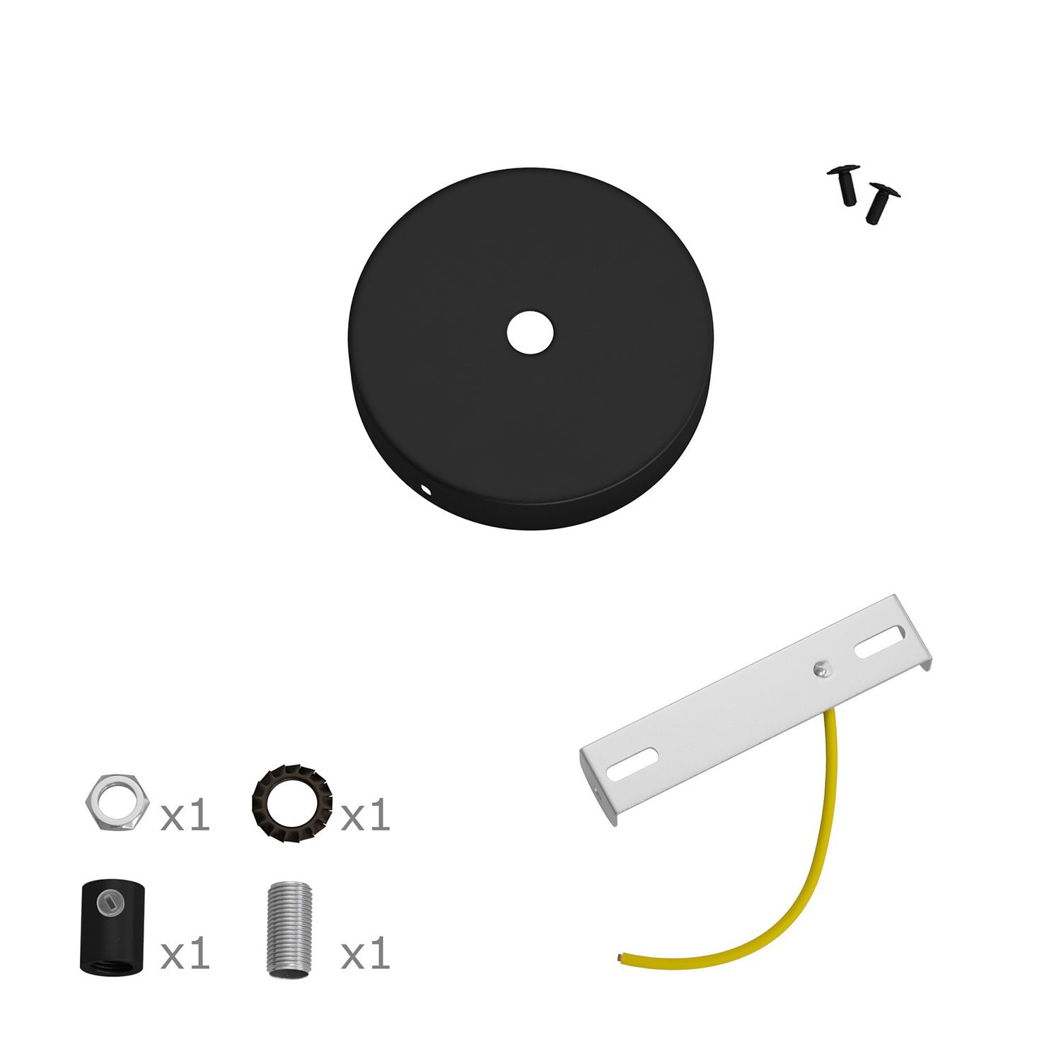 Kit runder Mini Lampenbaldachin aus Metall mit 1 zentralen Bohrung