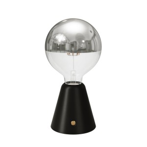 Lampe portative LED rechargeable Cabless01 avec ampoule globo demi-sphère argent