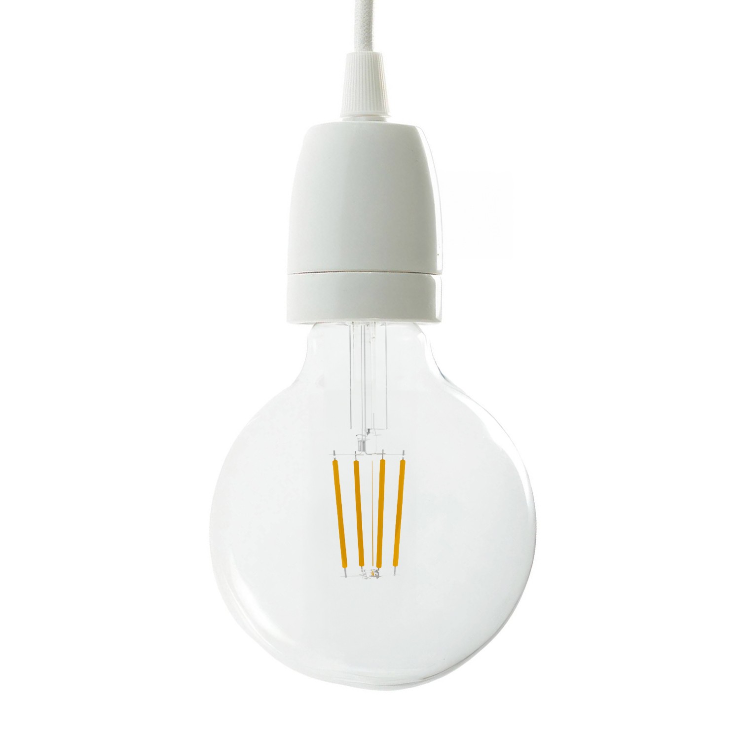 E14 Lampen Fassung mit Kabel Schalter und Stecker, Textil weiß