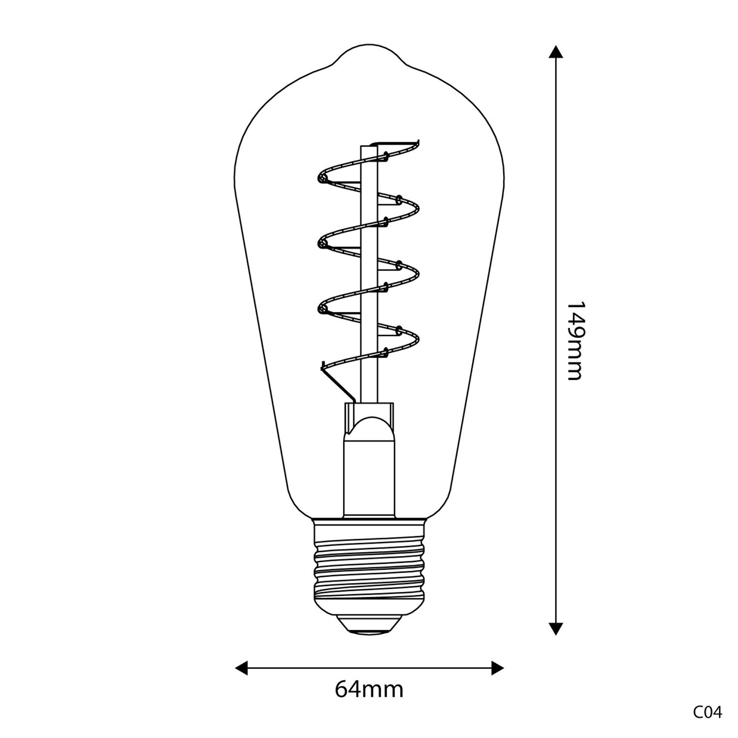 Ampoule Dorée LED Carbon Line avec filament en spirale Edison ST64 4W 250Lm E27 1800K Dimmable - C04