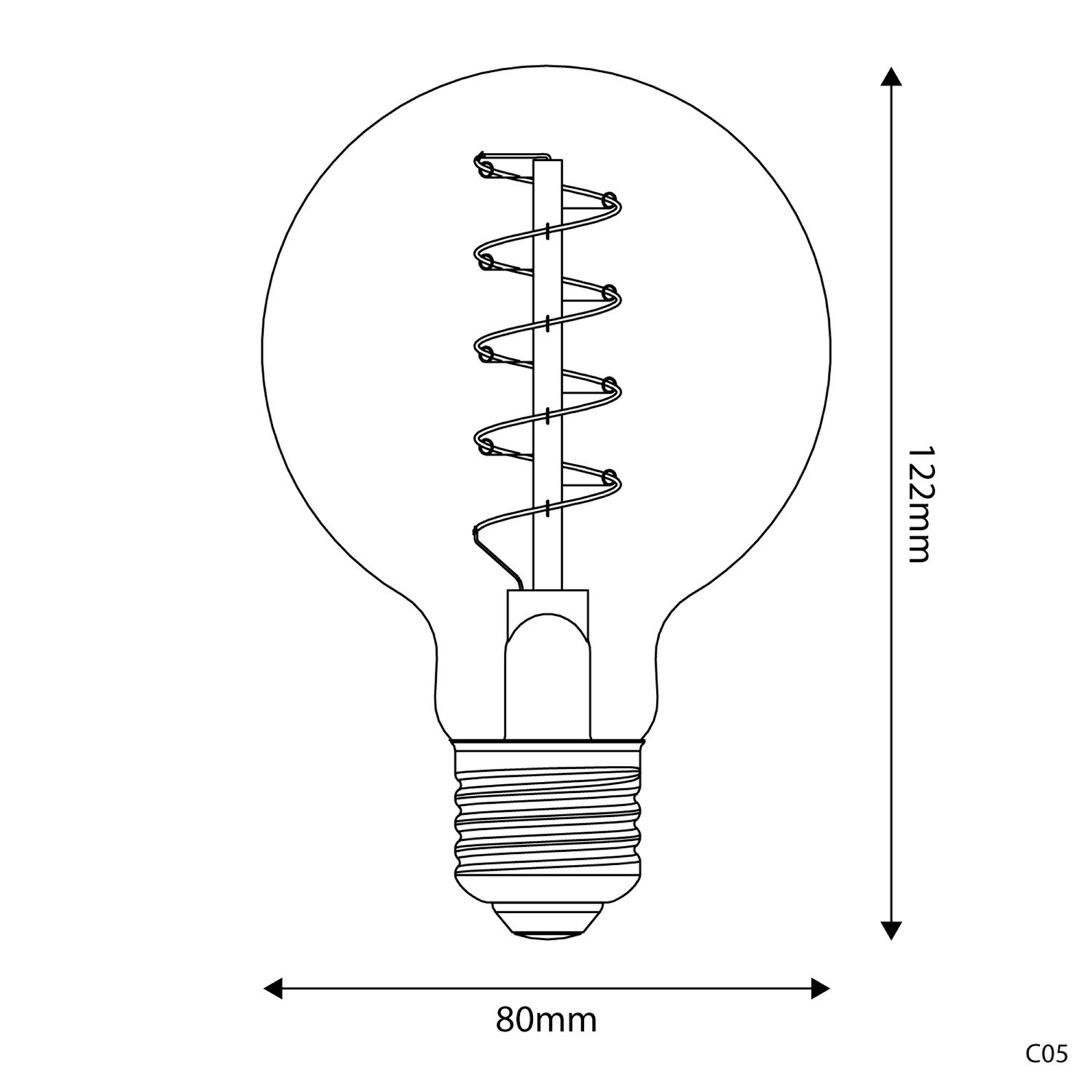 Lampadina LED Dorata Carbon Line filamento a spirale Globo G80 4W 250Lm E27 1800K Dimmerabile - C05