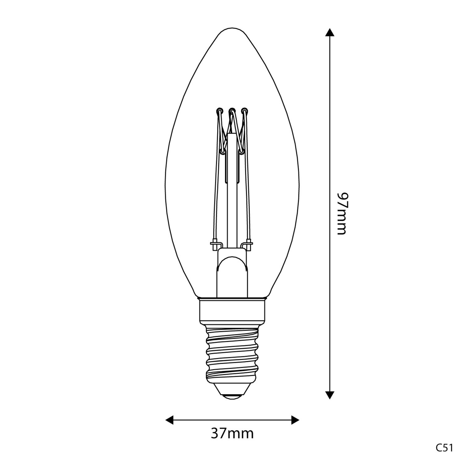 Ampoule Dorée LED Carbon Line Filament Cage Candle C35 3,5W 300Lm E14 2700K Dimmable - C51