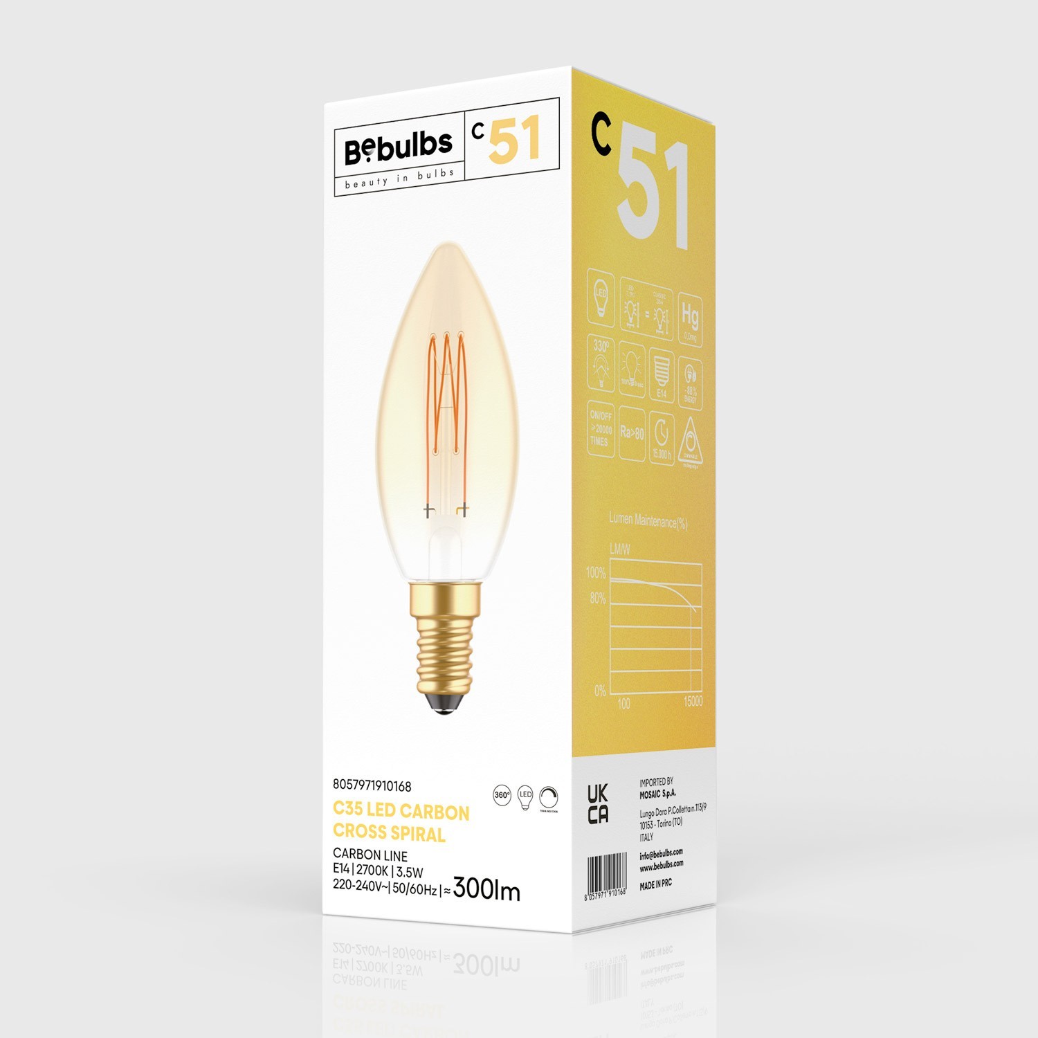 Ampoule Dorée LED Carbon Line Filament Cage Candle C35 3,5W 300Lm E14 2700K Dimmable - C51