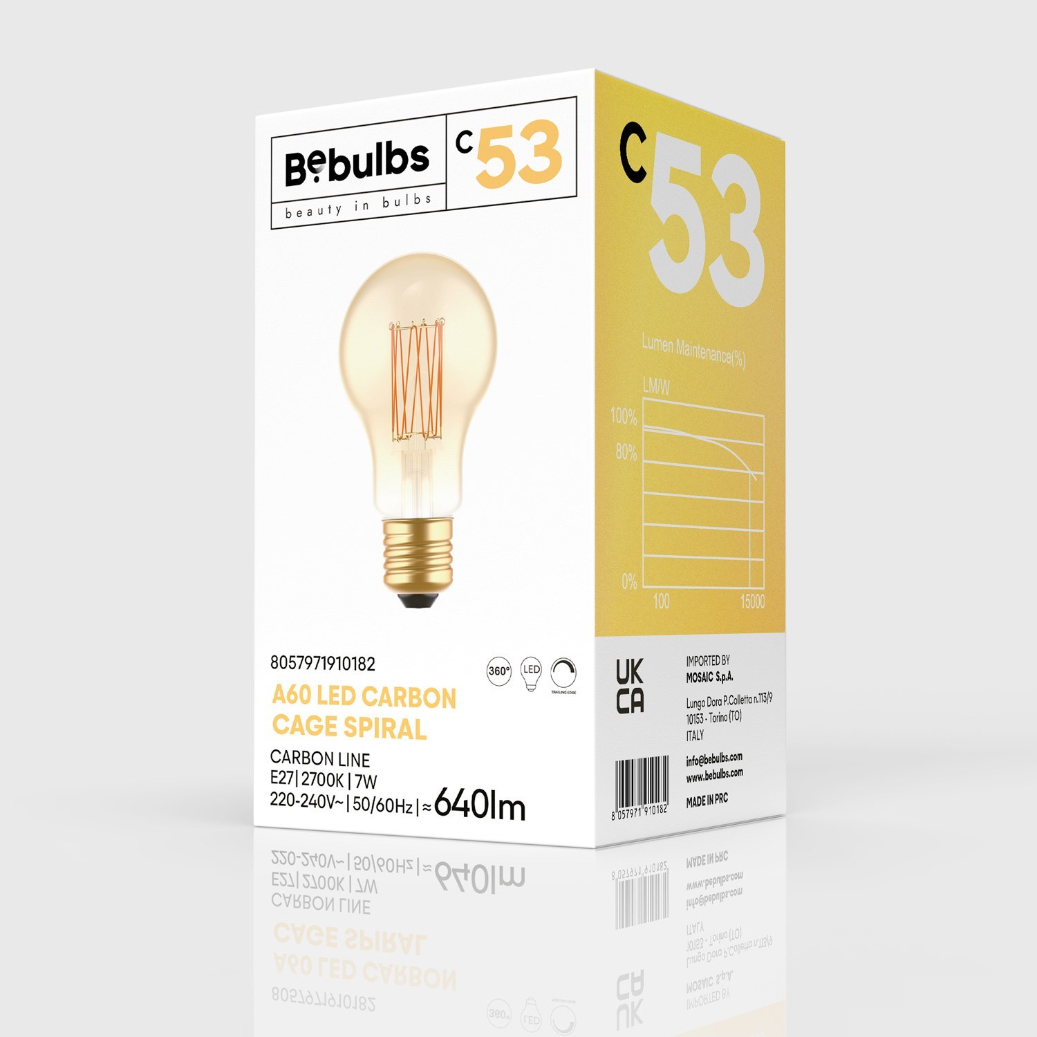 LED Glühbirne Golden Carbon Line Cage Filament Tropfenform A60 7W 640Lm E27 2700K Dimmbar - C53