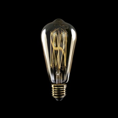 Lampadina LED Dorata Carbon Line filamento verticale Edison ST64 7W 640Lm E27 2700K Dimmerabile - C54