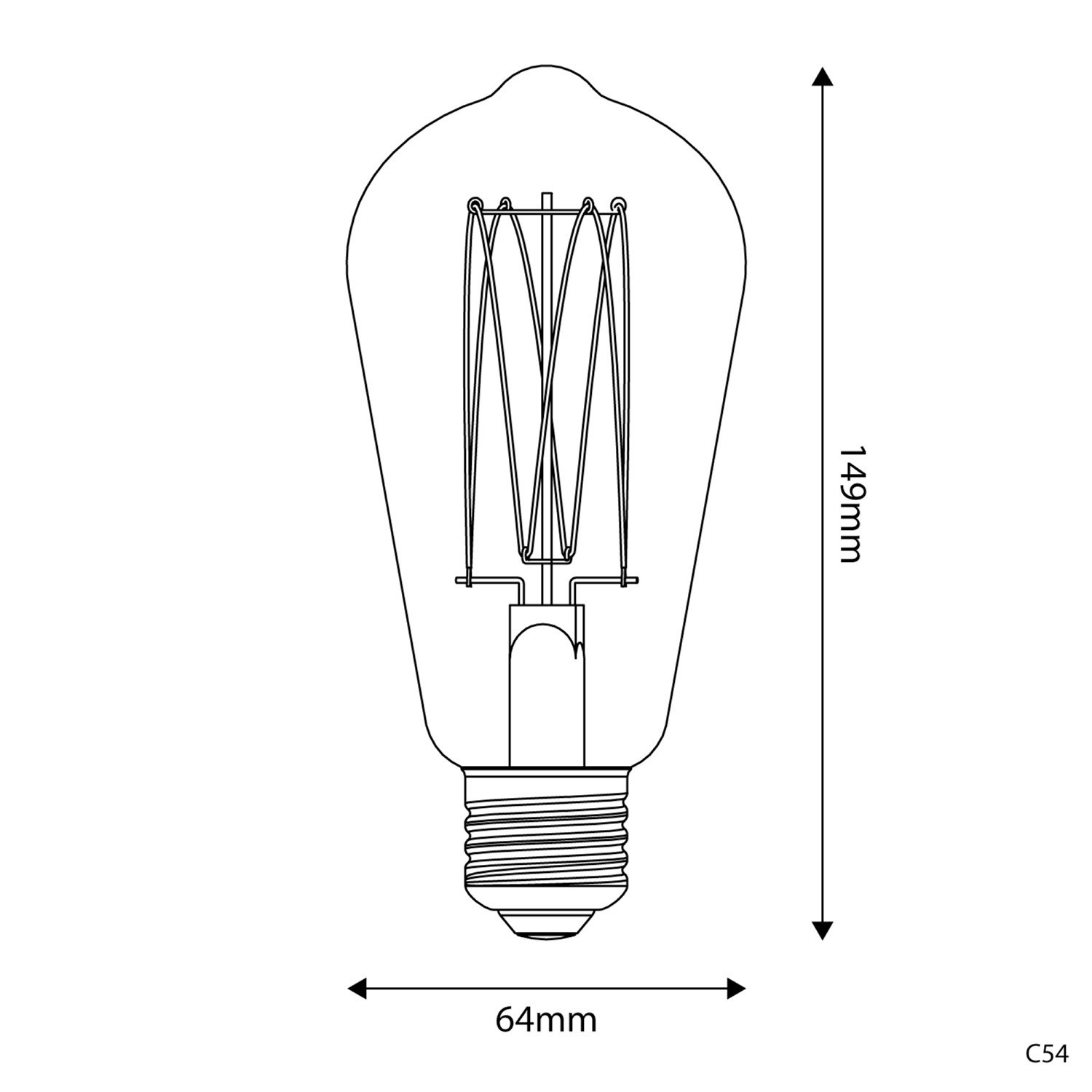 Lampadina LED Dorata Carbon Line filamento verticale Edison ST64 7W 640Lm E27 2700K Dimmerabile - C54