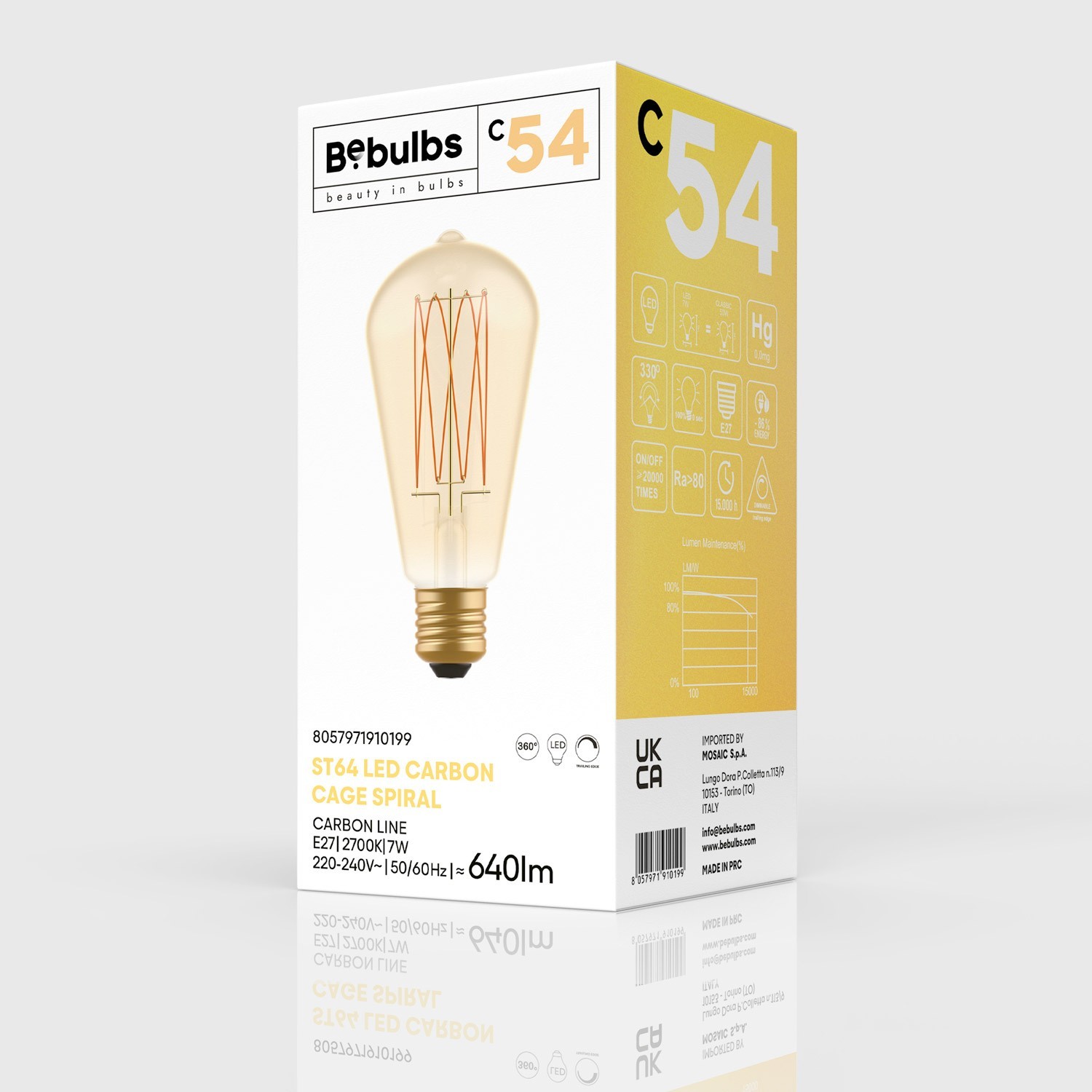 Ampoule Dorée LED Carbon Line Filament Cage Edison ST64 7W 640Lm E27 2700K Dimmable - C54