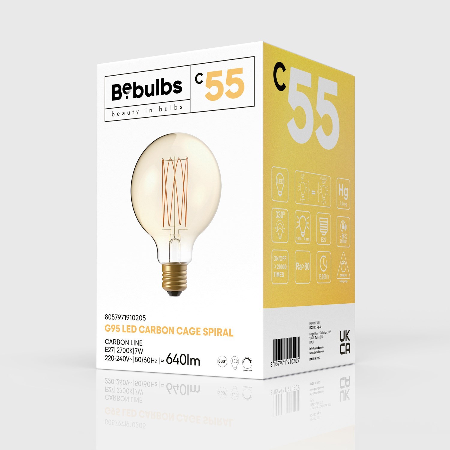 LED Glühbirne Golden Carbon Line Cage Filament Globe G95 7W 640Lm E27 2700K Dimmbar - C55