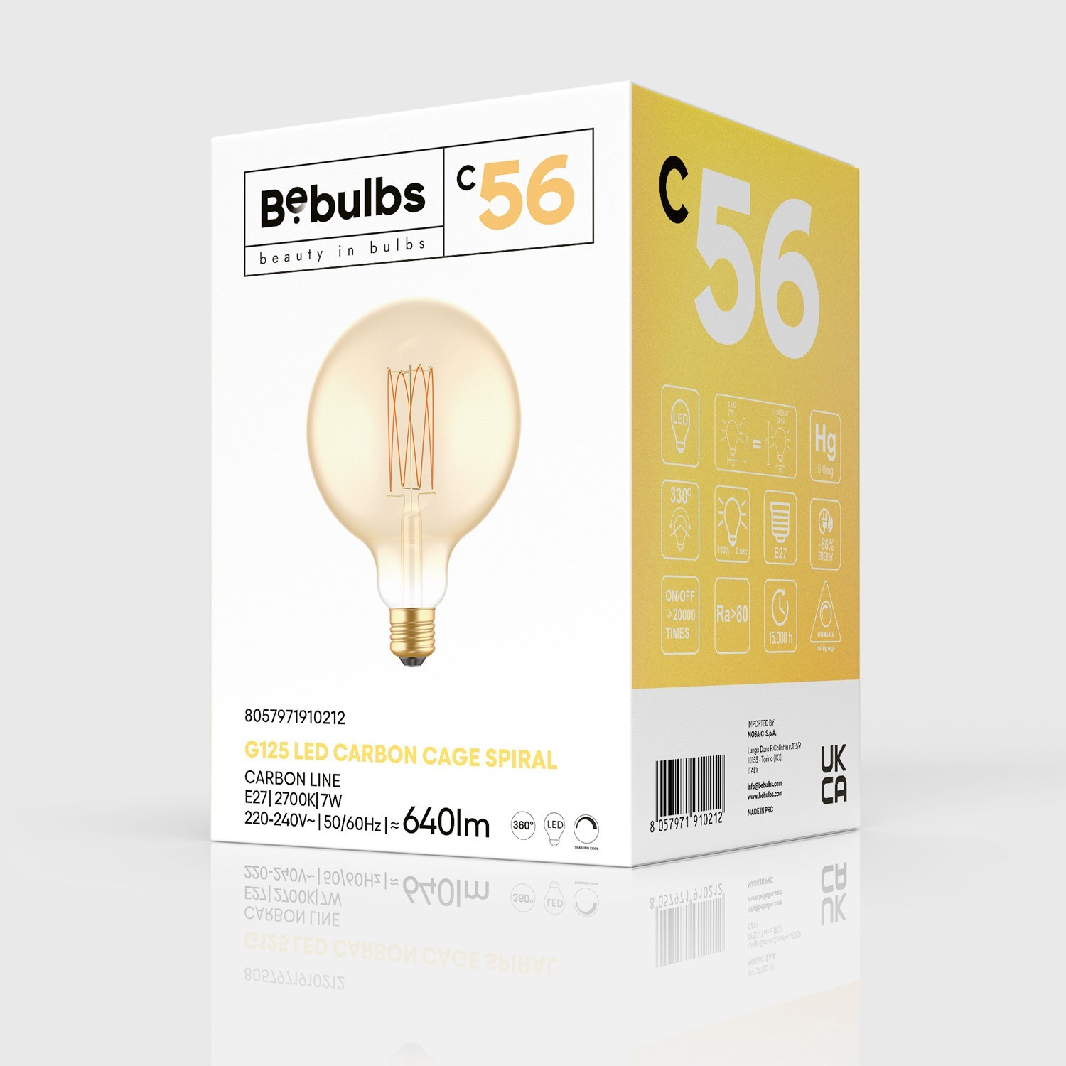 Ampoule Dorée LED Carbon Line Filament Cage Globe G125 7W 640Lm E27 2700K Dimmable - C56