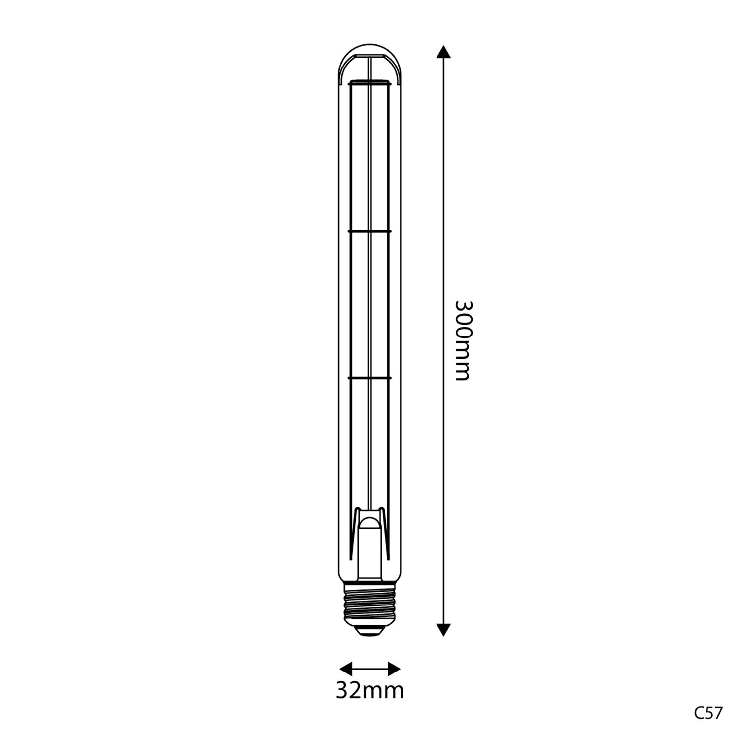 Lampadina LED Dorata Carbon Line filamento verticale T32X300 7W 806Lm E27 2700K Dimmerabile - C57