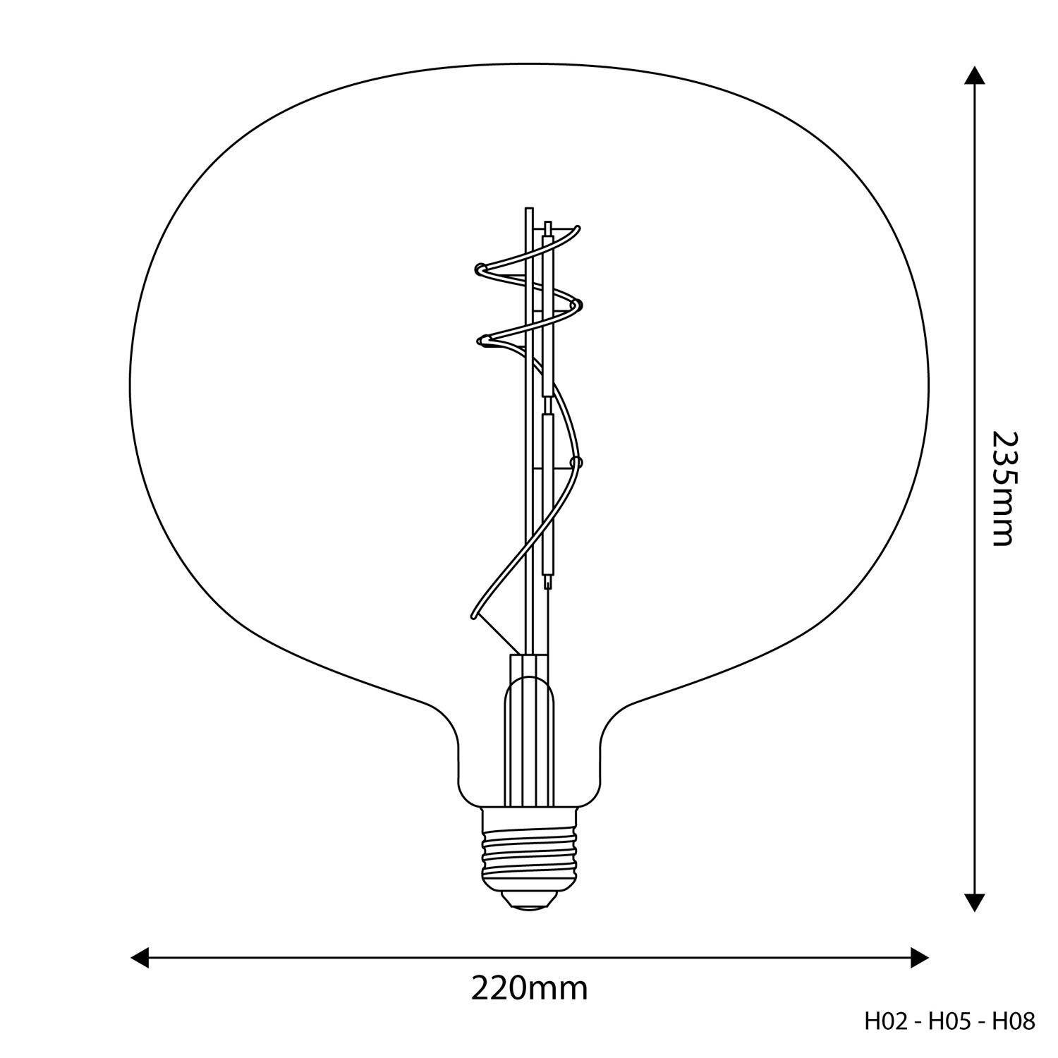 LED Glühbirne Transparent Ellipse 220 10W 1100Lm E27 2700K Dimmbar - H02