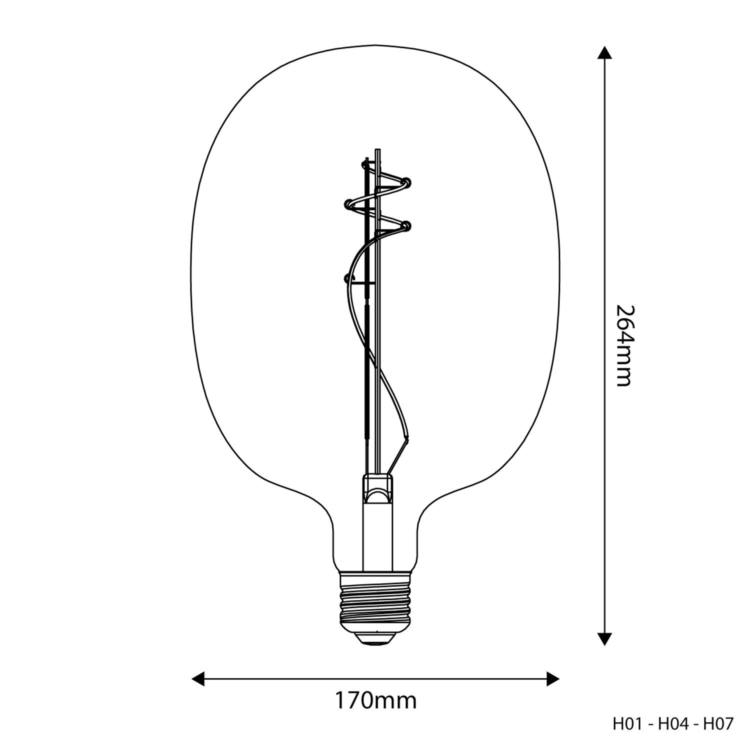 Ampoule Smoky LED Ellipse 170 10W 470Lm E27 1800K Dimmable - H07