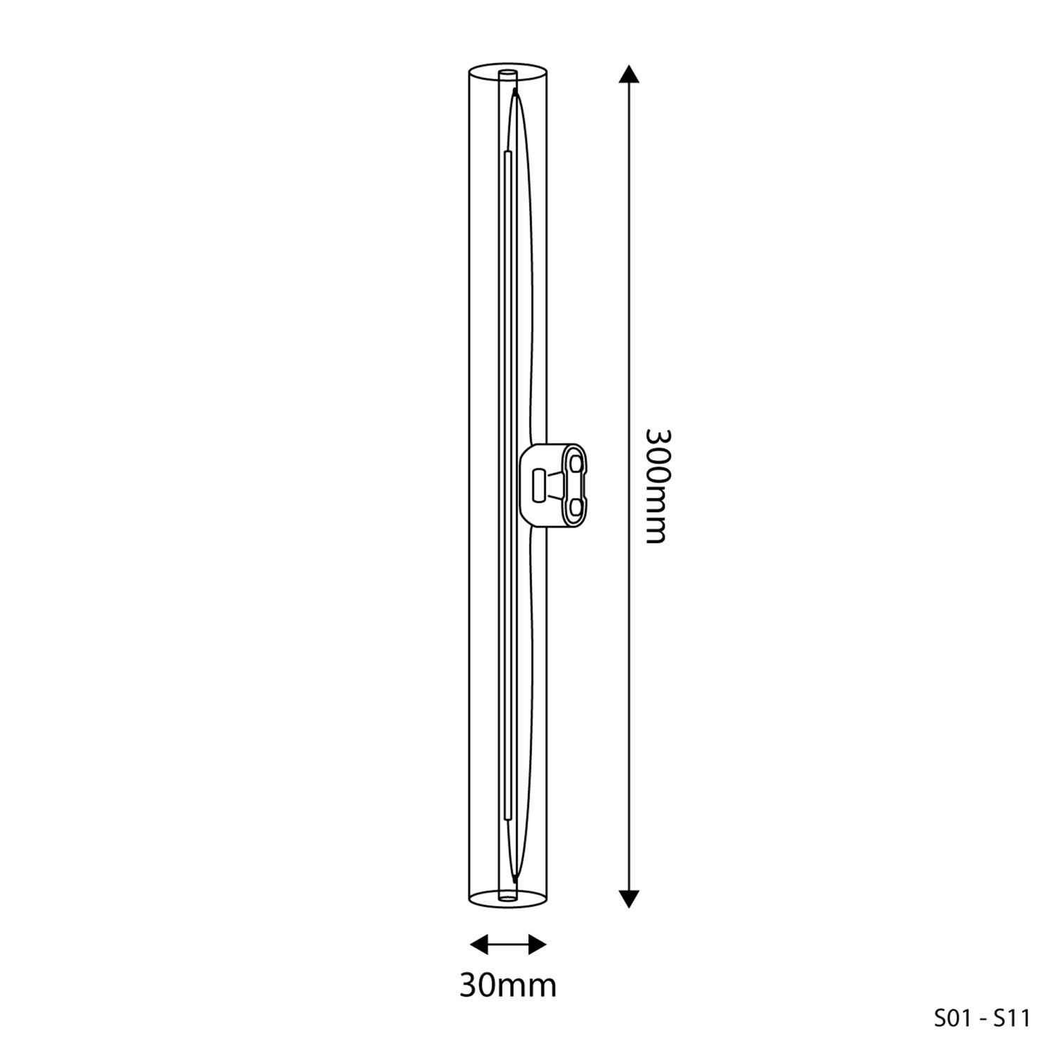 Lampadina LED Trasparente CRI 90 Lineare S14d - lunghezza 300 mm 6W 520Lm 2700K Dimmerabile - S01