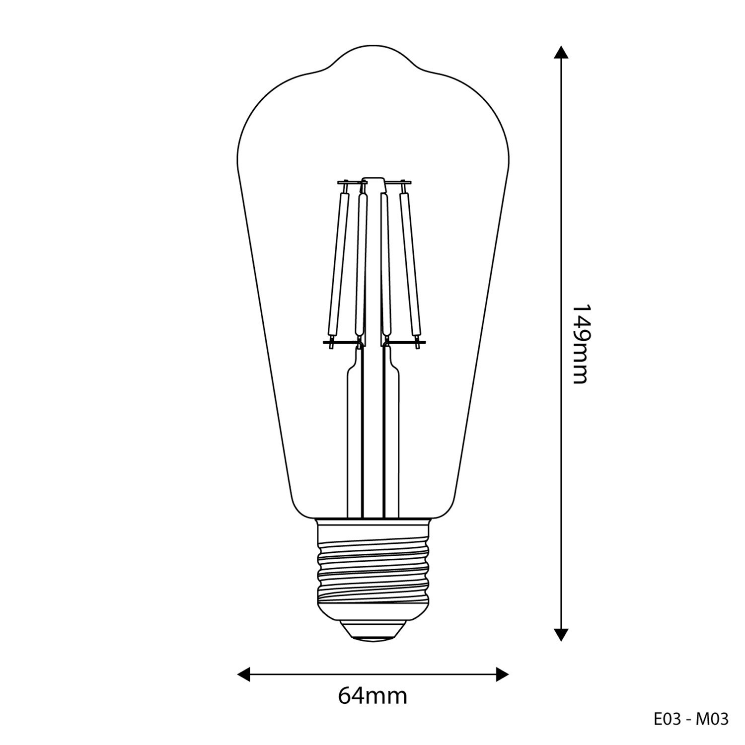 Ampoule LED Transparente Edison ST64 4W 470Lm E27 2700K - E03