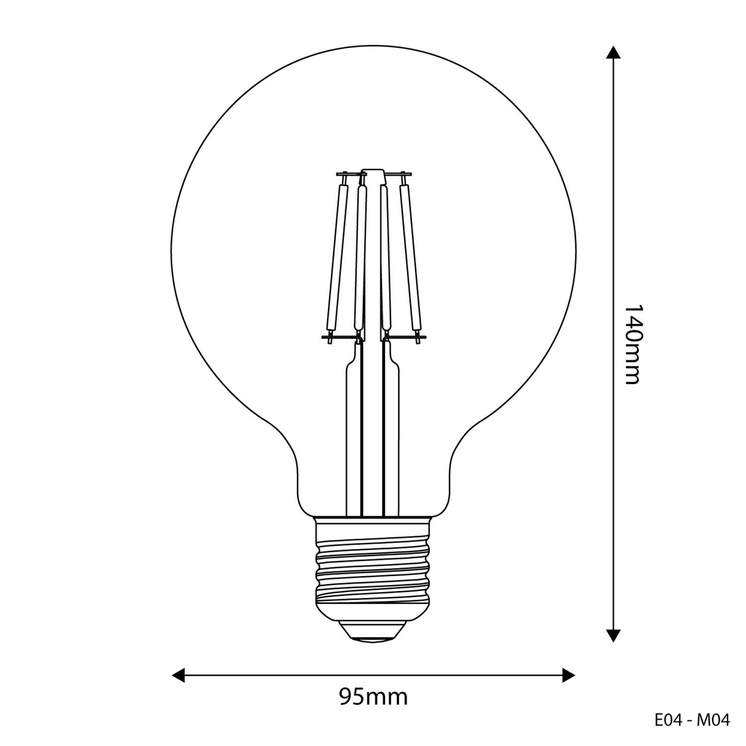 Ampoule LED Transparente Globo G95 4W 470Lm E27 2700K - E04