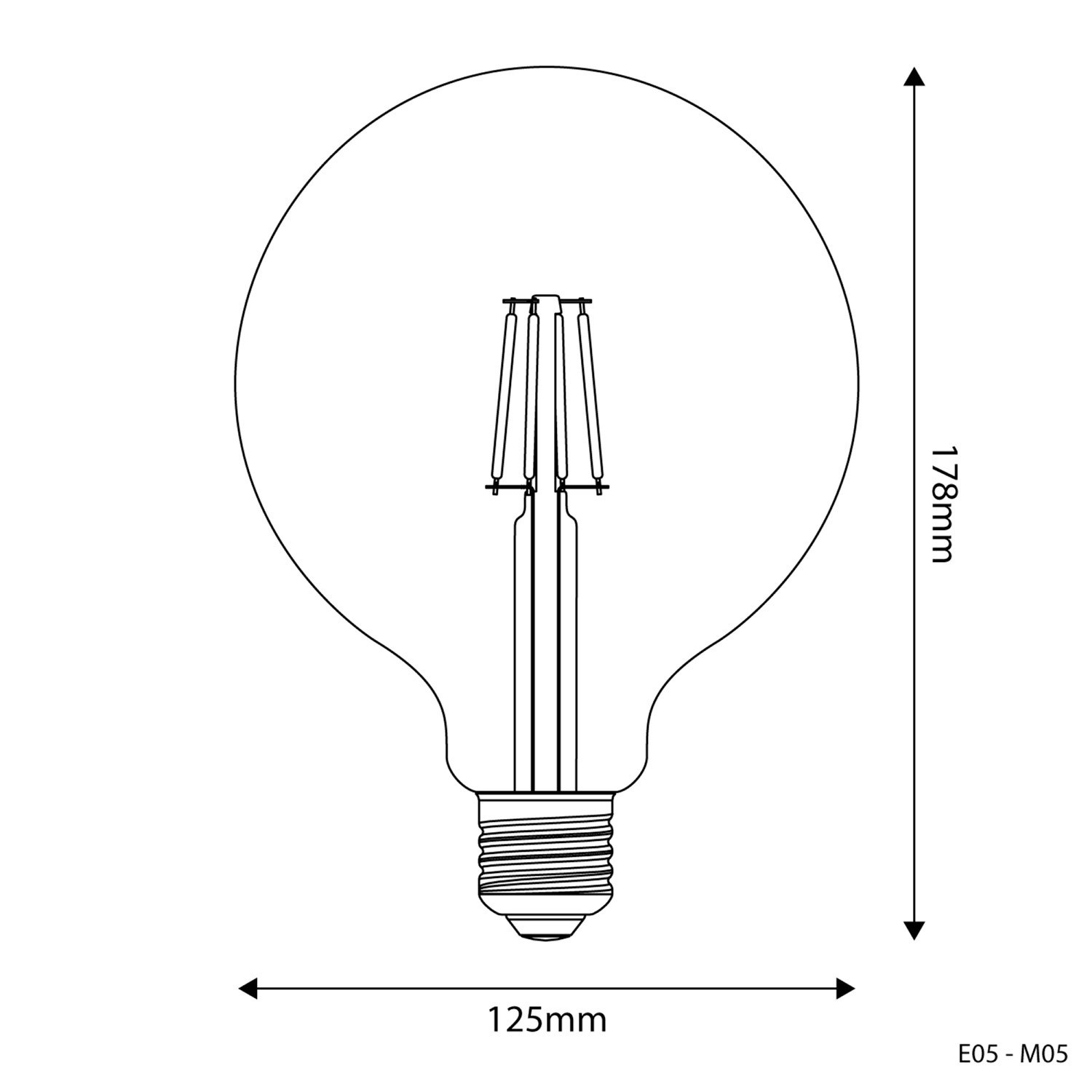 Lampadina LED Trasparente Globo G125 4W 470Lm E27 2700K - E05