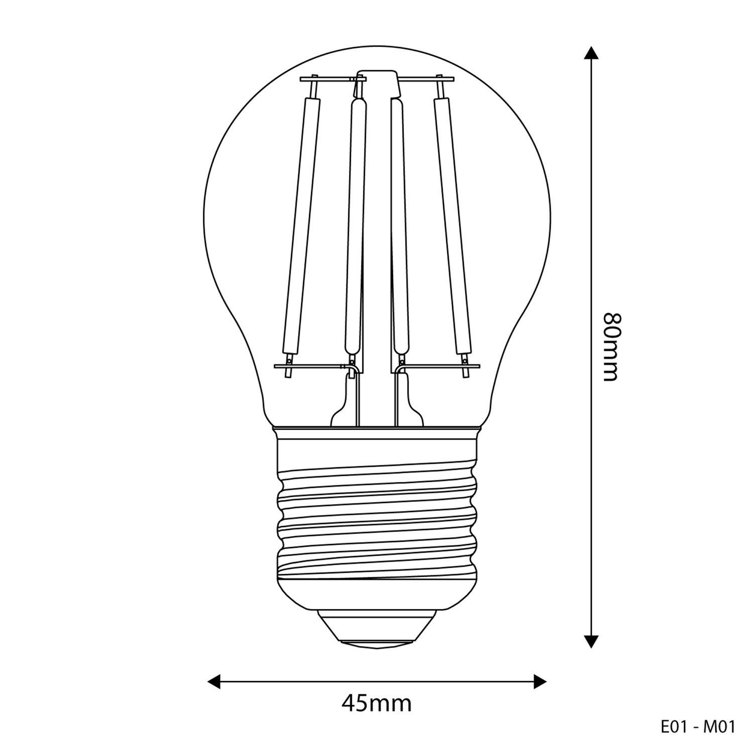 Lampadina LED Milky Mini Globo G45 4W 470Lm E27 2700K - M01