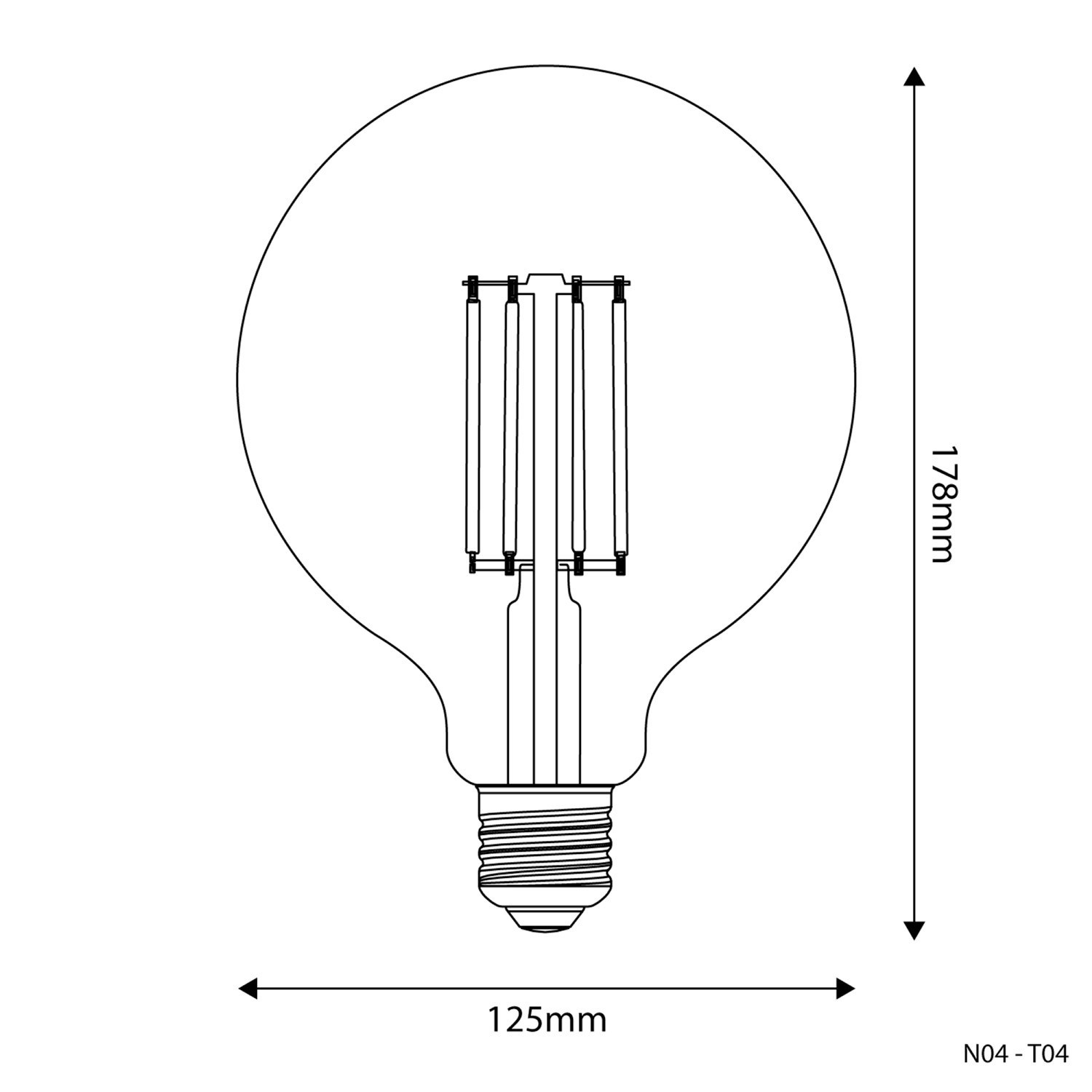 Lampadina LED Trasparente Globo G125 7W 806Lm E27 3500K Dimmerabile - N04