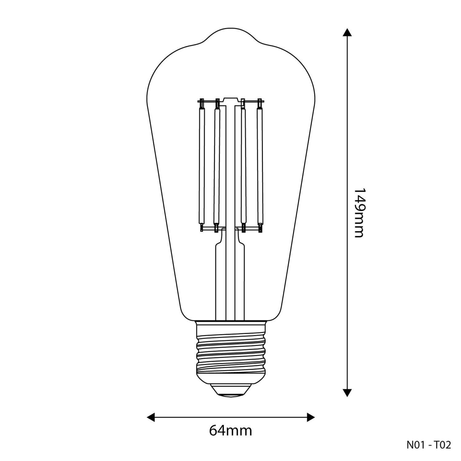 Ampoule LED Transparente Edison ST64 7W 806Lm E27 2700K Dimmable - T02