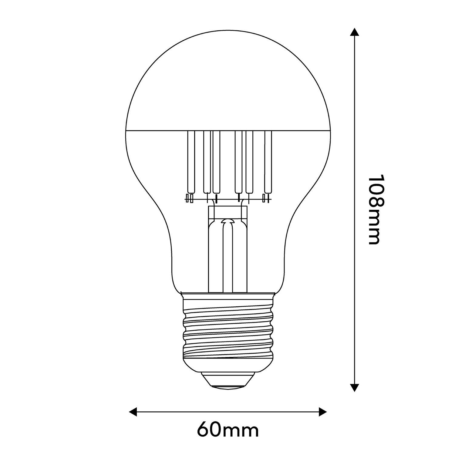 Lampadina LED Mezza Sfera Argento Goccia A60 7W 650Lm E27 2700K Dimmerabile - A02