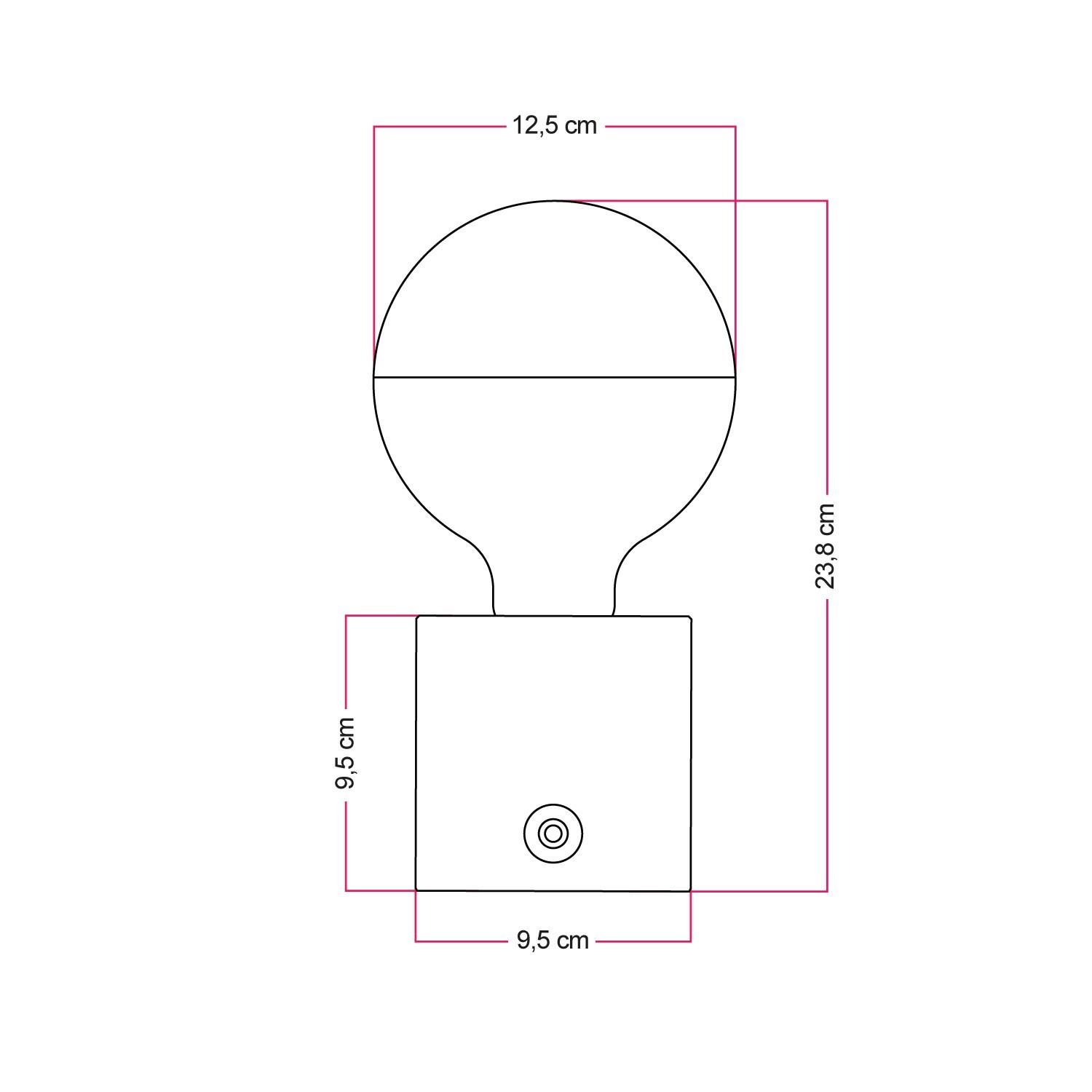 Lampada portatile ricaricabile Cabless03 con lampadina globo mezza sfera argento