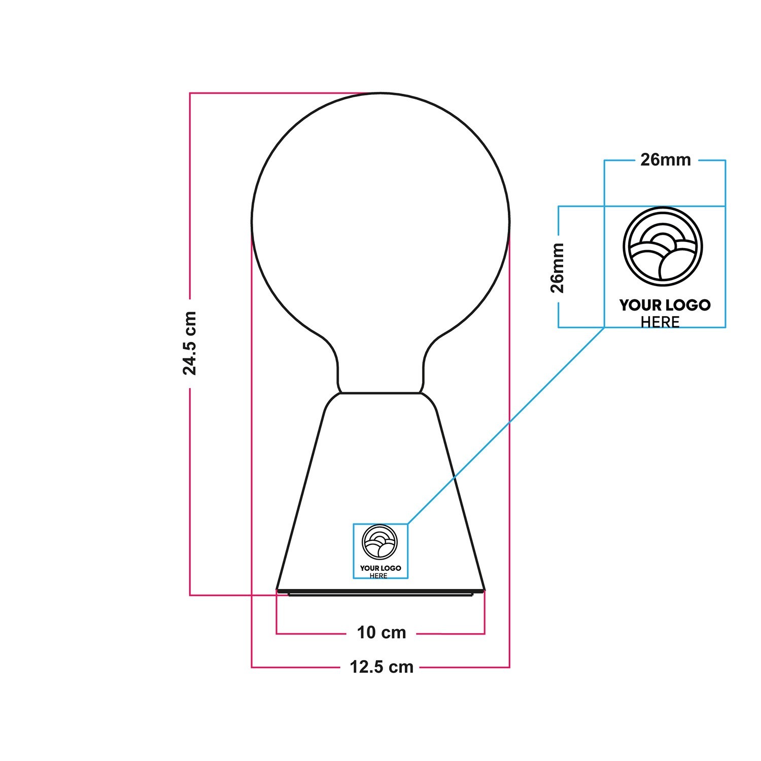 Lampe portable et rechargeable Cabless01 avec ampoule - personnalisable (min 20 pièces)