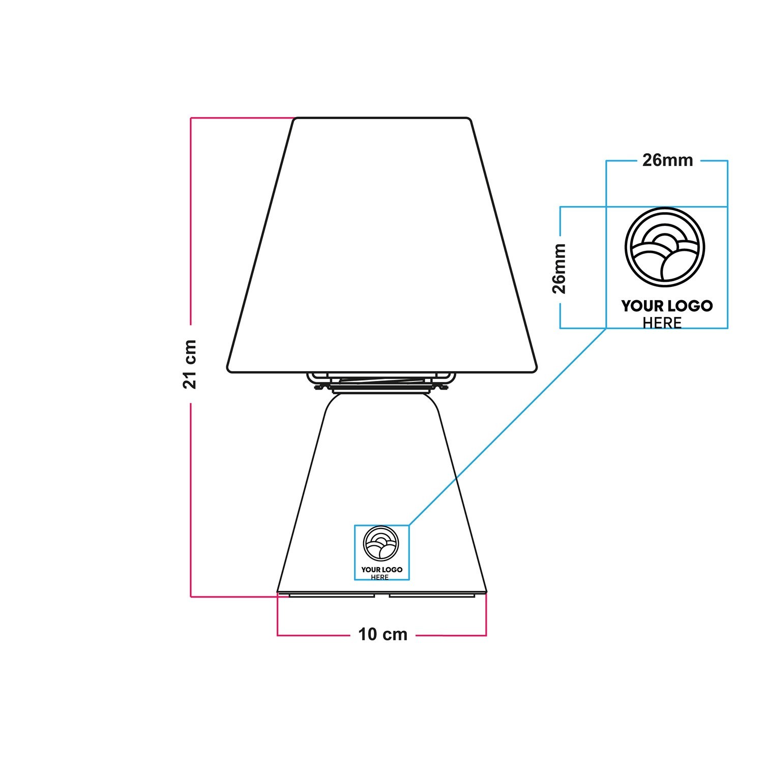 Lampada portatile ricaricabile Cabless11 con lampadina - personalizzabile (min 20 pezzi)