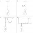 Suspension fabriquée en Italie avec câble textile, finition métal et serre-câble de 7 cm