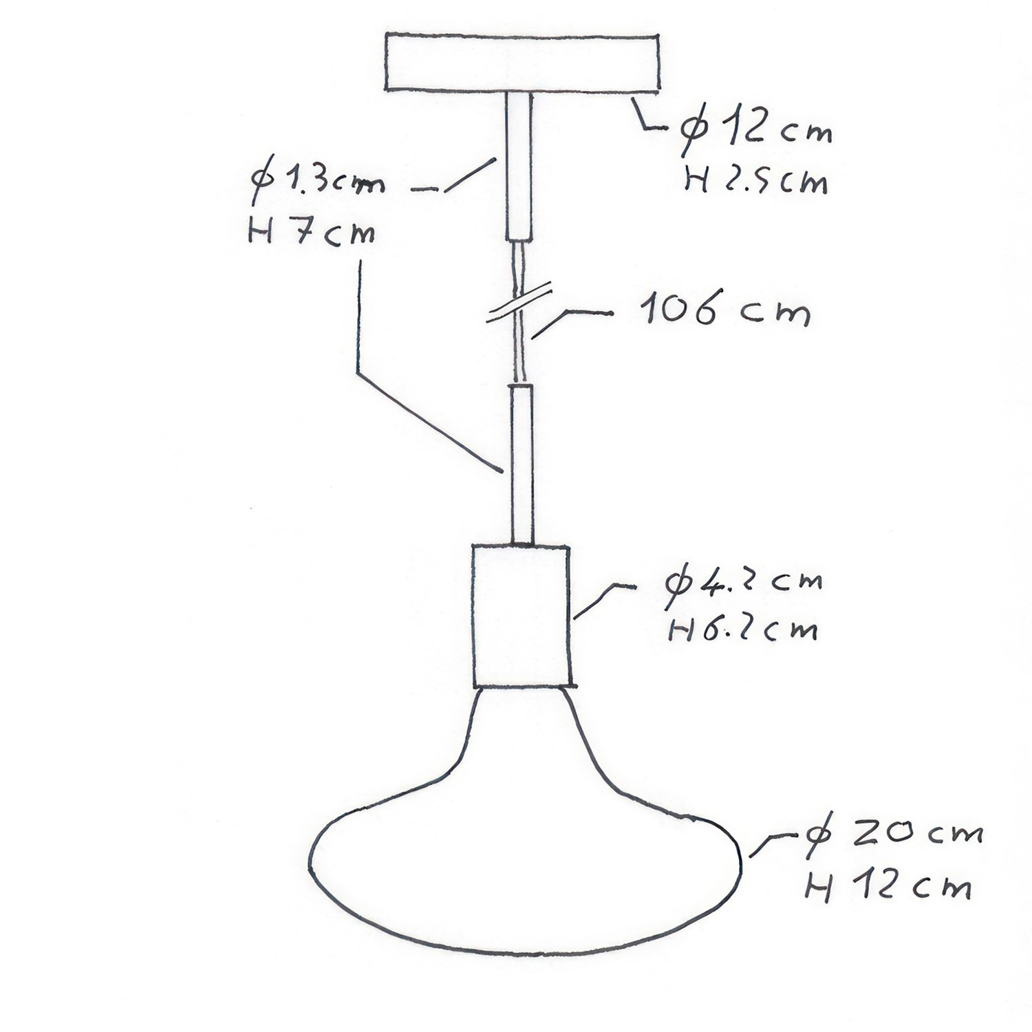 Pendelleuchte inklusive Glühbirne, Textilkabel, Metall-Zubehör und 7 cm langer Kabelklemme - Made in Italy