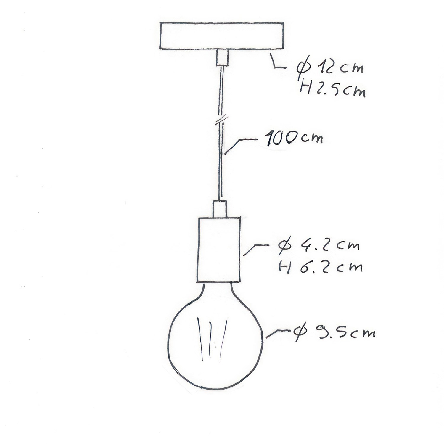 Suspension fabriquée en Italie avec câble textile et finition en métal