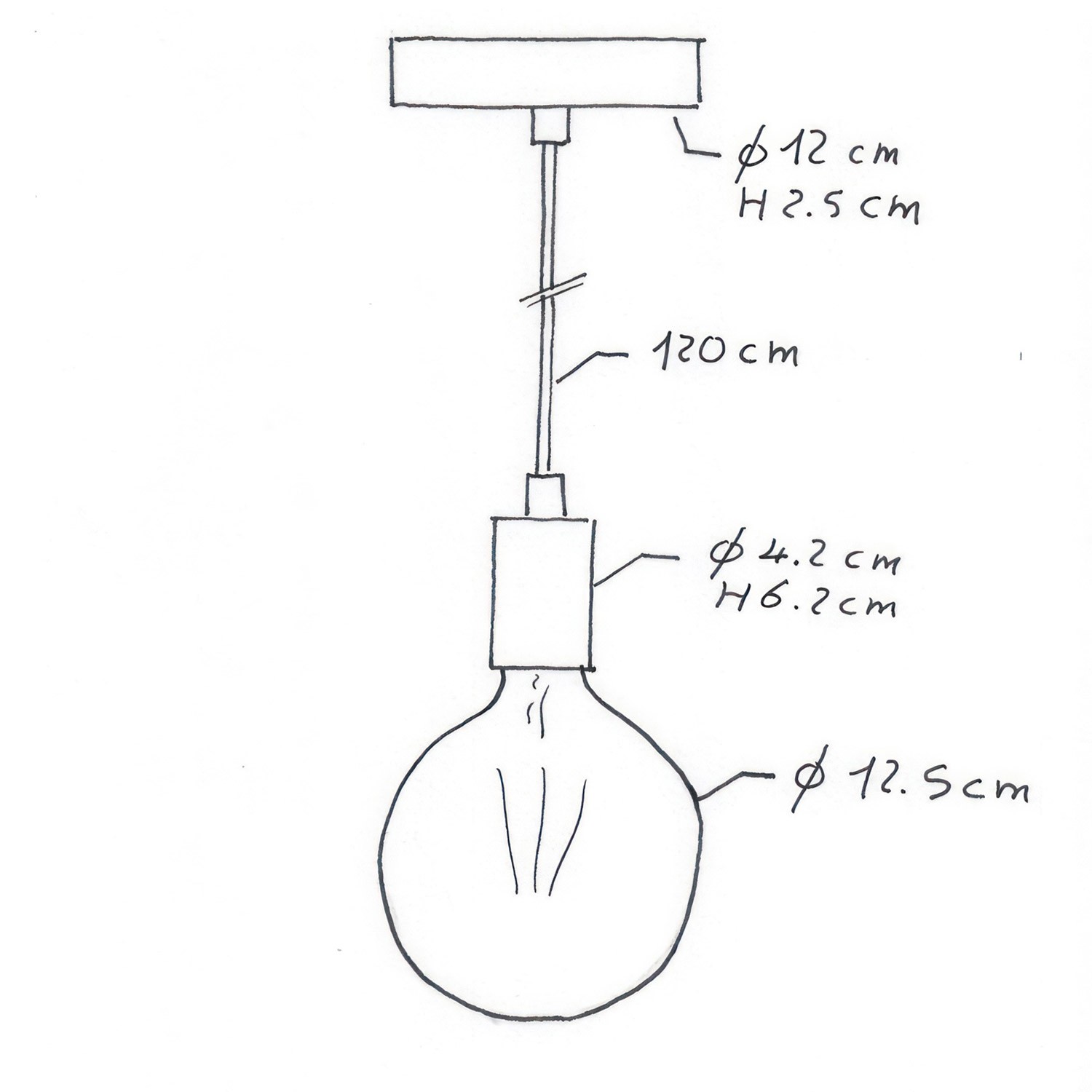 Suspension fabriquée en Italie avec câble textile et finition en métal