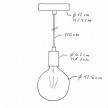 Lampada a sospensione Made in Italy completa di cavo tessile e finiture in metallo