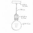 Lampada a sospensione Made in Italy completa di cavo tessile e portalampada in alluminio zigrinato