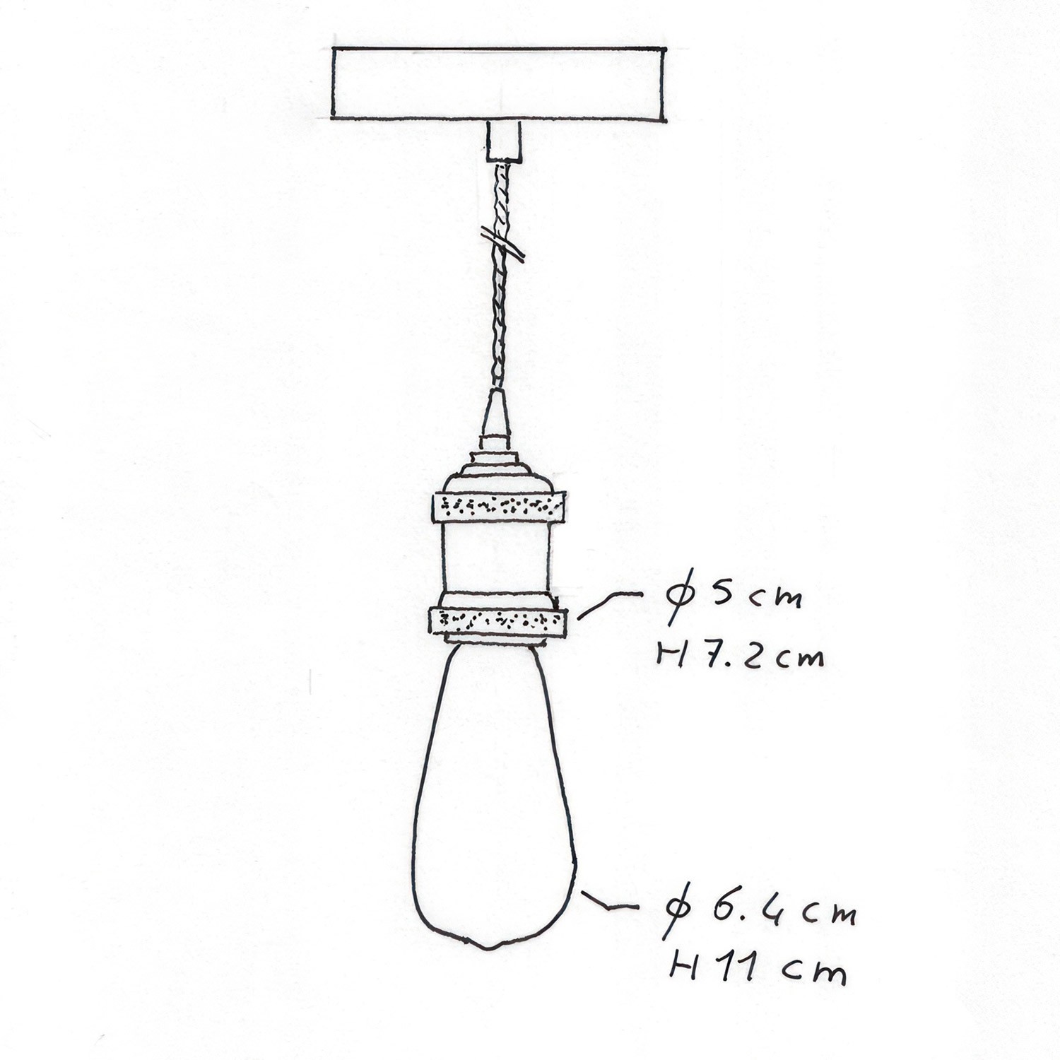 Suspension fabriquée en Italie avec câble textile torsadé et douille en aluminium