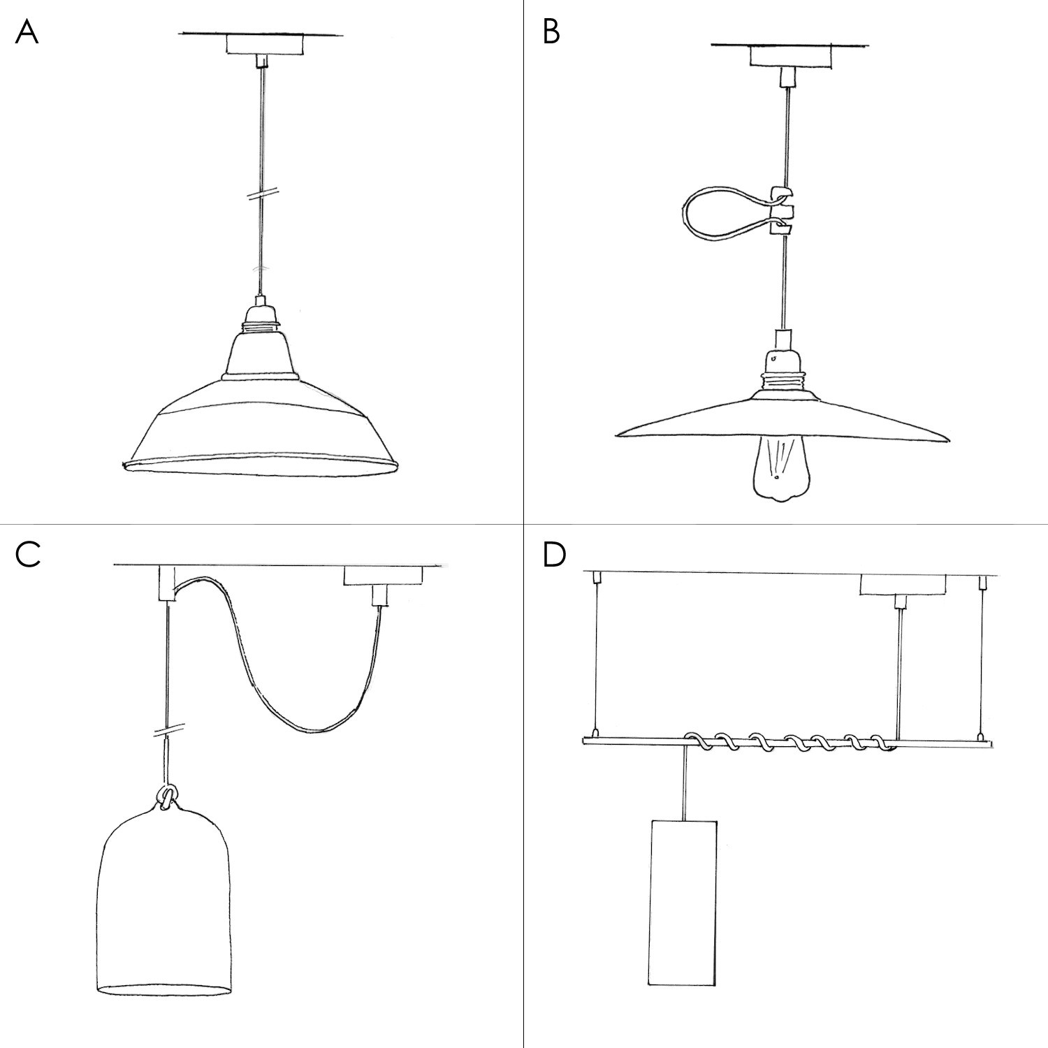 Suspension fabriquée en Italie avec câble textile, abat-jour Swing et finition en métal - complète avec ampoule