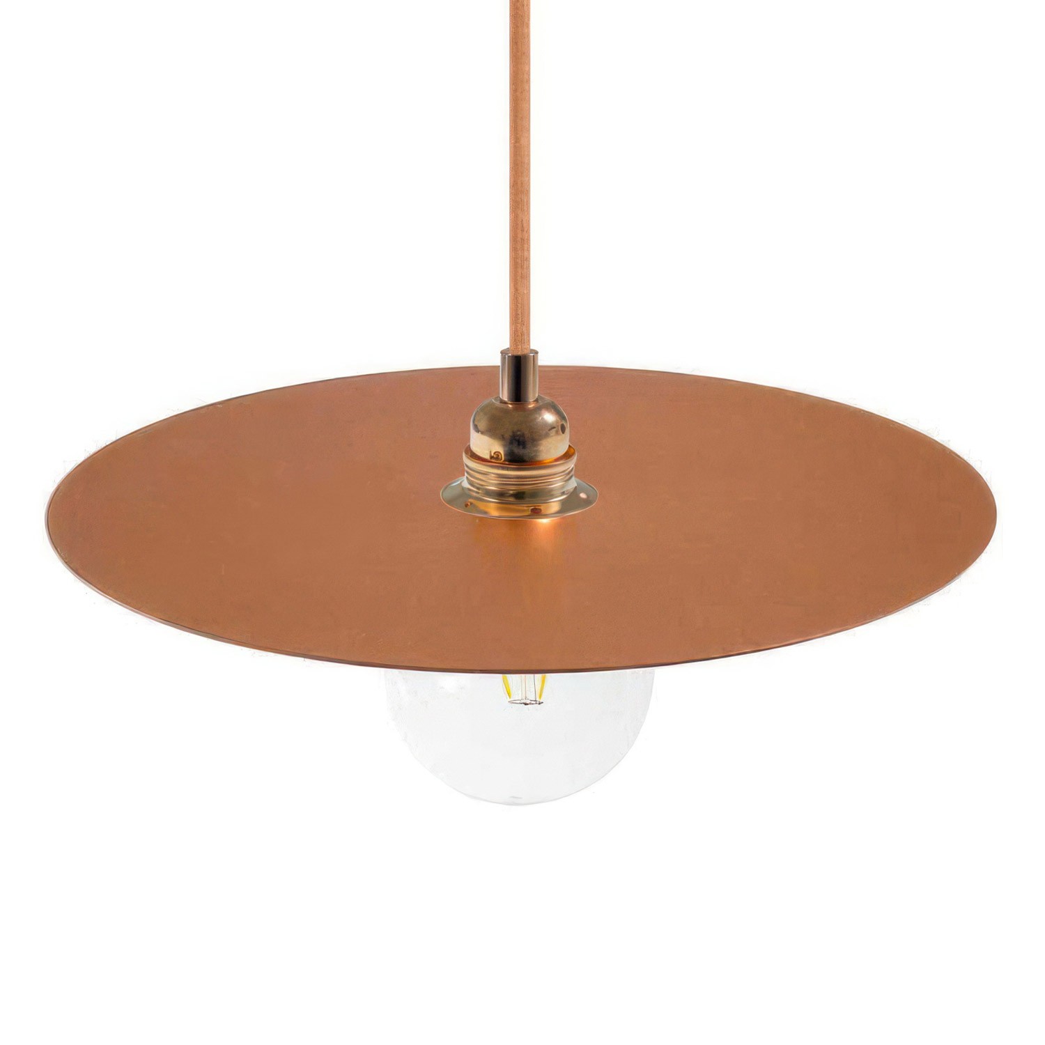 Lampada a sospensione Made in Italy completa di cavo tessile, paralume oversize Ellepi e finiture in metallo