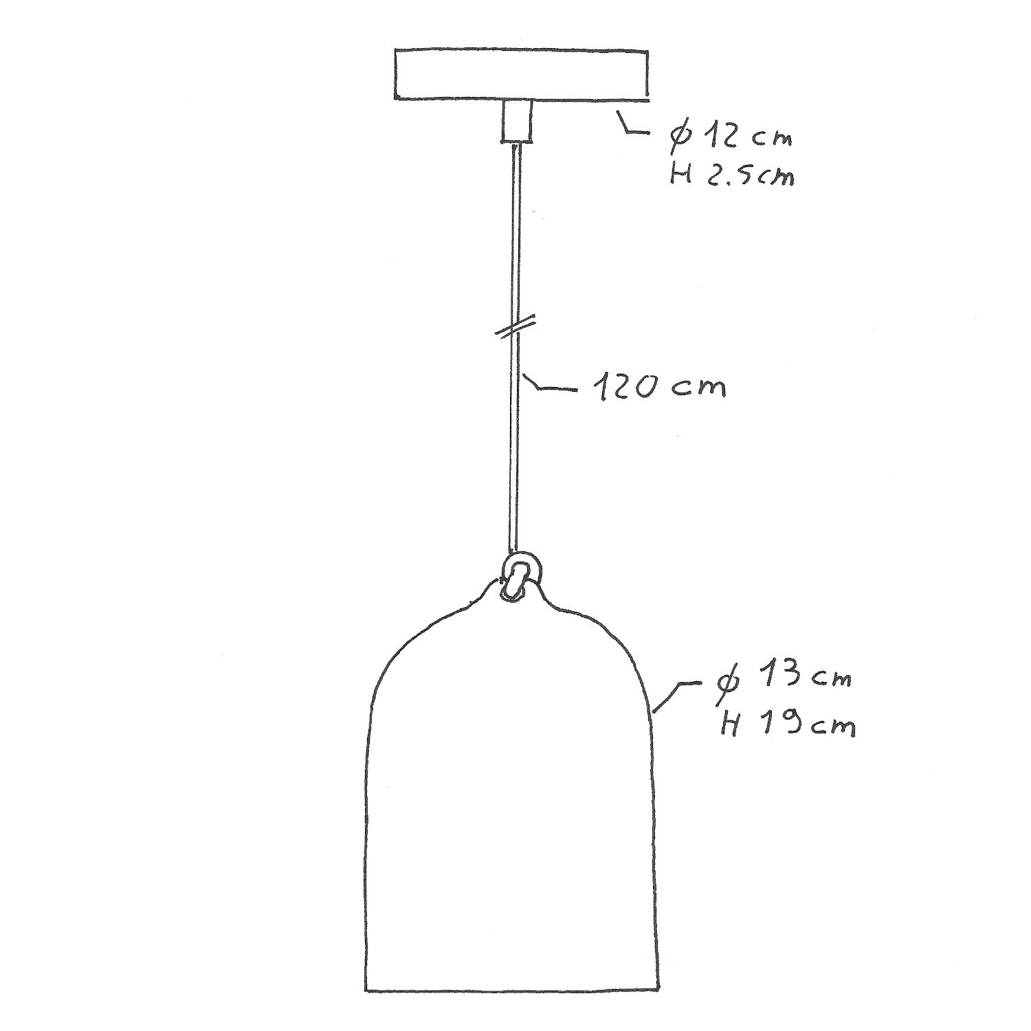 Lampada a sospensione Made in Italy completa di cavo tessile e paralume Mini Campana XS in ceramica