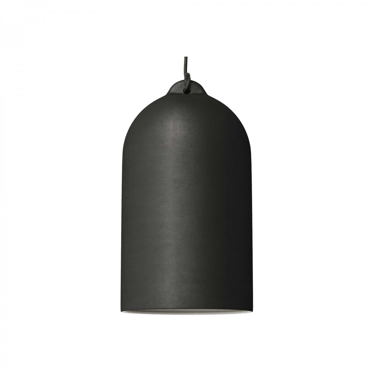 Suspension fabriquée en Italie avec câble textile, abat-jour Cloche XL en céramque - complète avec ampoule