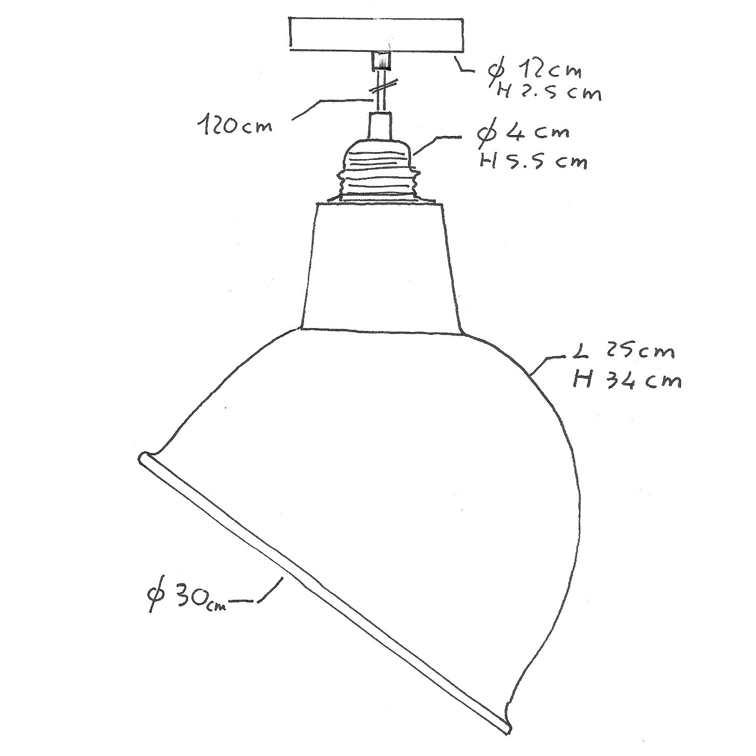 Lampada a sospensione Made in Italy completa di cavo tessile, paralume Broadway e finiture in metallo