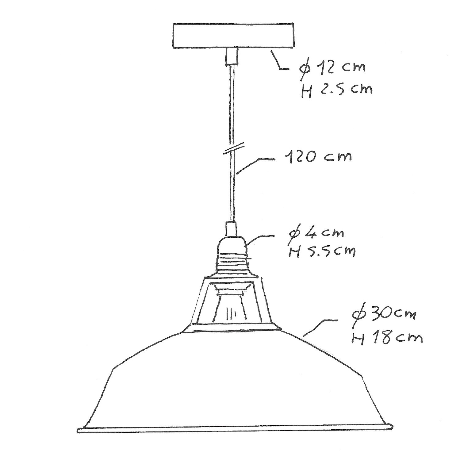 Lampada a sospensione Made in Italy completa di cavo tessile, paralume Harbour e finiture in metallo