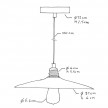 Suspension fabriquée en Italie avec câble textile, abat-jour en céramique Plat et finition en métal - complète avec ampoule