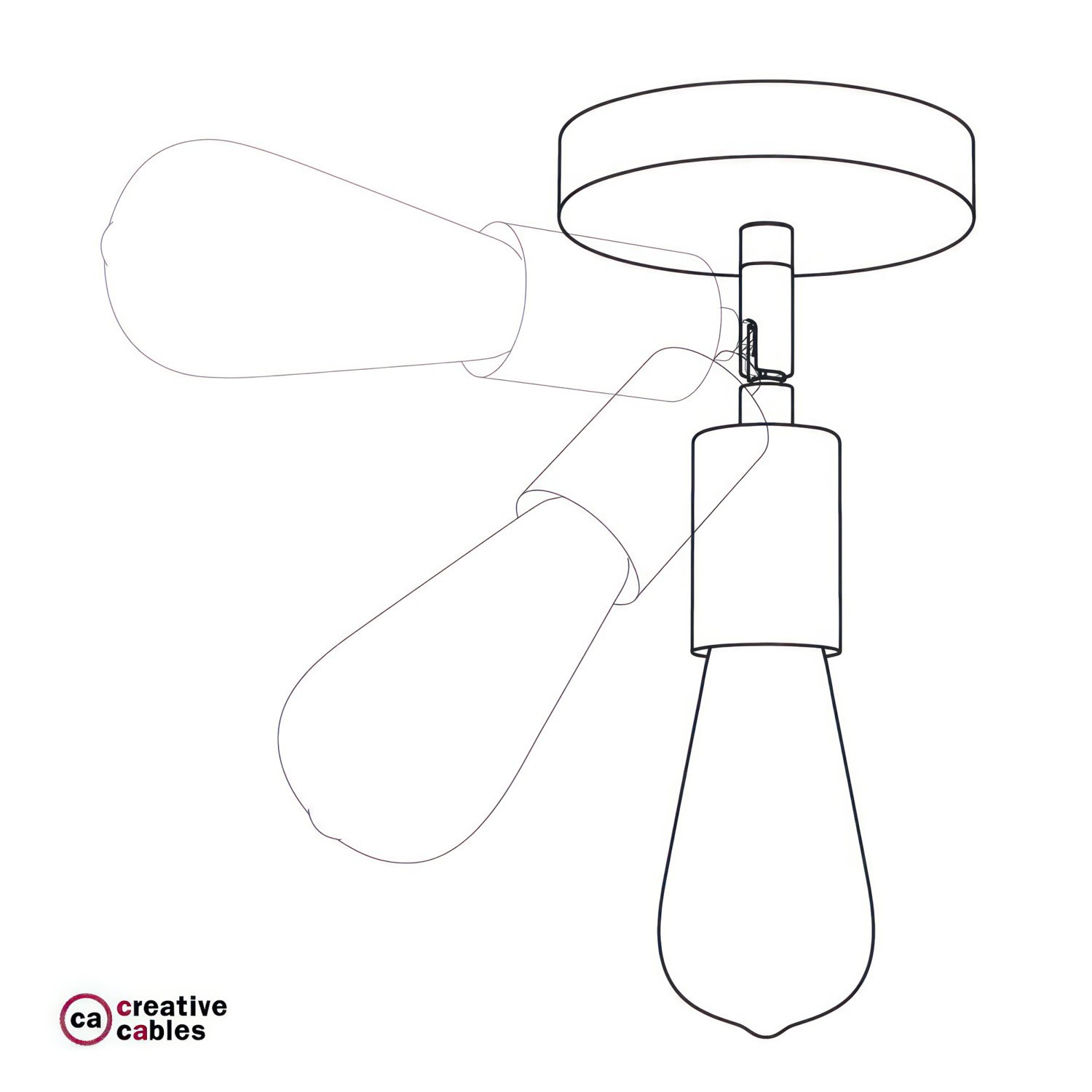 Fermaluce Metallo 90°, punto luce orientabile da parete o soffitto