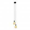 Lampe suspension multiple 2 bras avec câble textile et finitions en métal