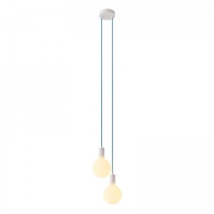 Lampe suspension multiple 2 bras avec câble textile et finitions en métal