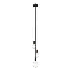 Lampe suspension multiple 3 bras avec câble textile et finitions en métal