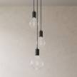 Lampe suspension multiple 3 bras avec câble textile et finitions en métal